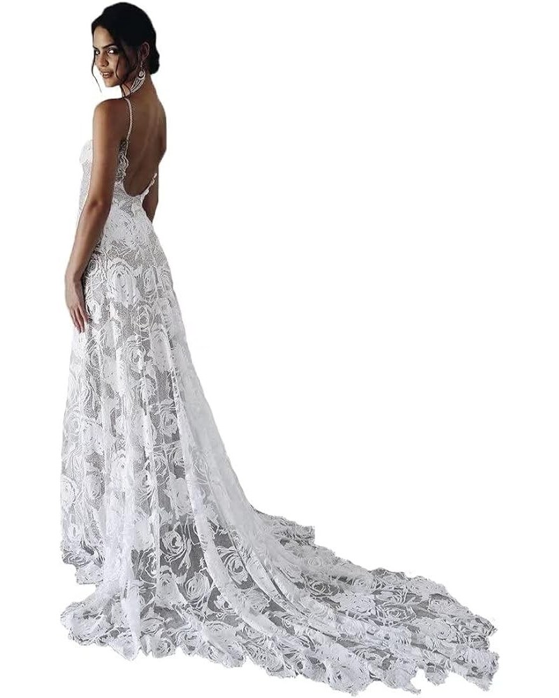 Women's V Neck Wedding Dresses Mermaid Lace Applique Bridal Gown Wz11-ivory $37.51 Dresses