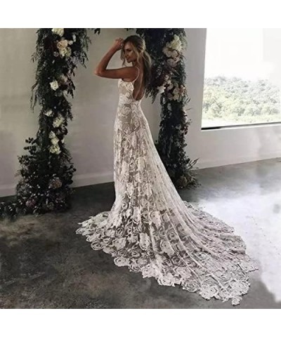 Women's V Neck Wedding Dresses Mermaid Lace Applique Bridal Gown Wz11-ivory $37.51 Dresses