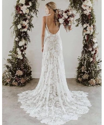 Women's V Neck Wedding Dresses Mermaid Lace Applique Bridal Gown Wz11-ivory $37.51 Dresses