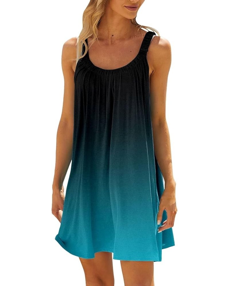 Summer Dresses for Women 2024 Casual Sleeveless Beach Dresses Cover Ups Vacation Short Tank Sun Dress B3-green $8.47 Dresses