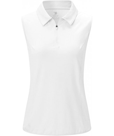 Women's Sleeveless Golf Shirts Tops Collared 1/4 Zip Up Quick Dry Moisture Wicking Polo Shirts White $11.76 Shirts