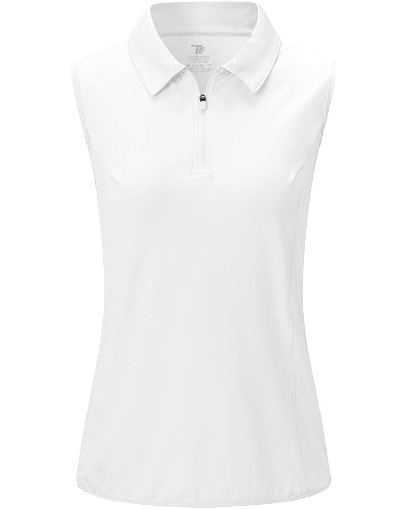 Women's Sleeveless Golf Shirts Tops Collared 1/4 Zip Up Quick Dry Moisture Wicking Polo Shirts White $11.76 Shirts