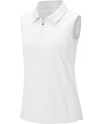 Women's Sleeveless Golf Shirts Tops Collared 1/4 Zip Up Quick Dry Moisture Wicking Polo Shirts White $11.76 Shirts