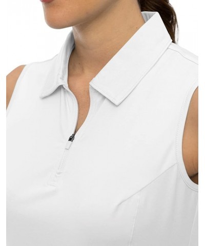 Women's Sleeveless Golf Shirts Tops Collared 1/4 Zip Up Quick Dry Moisture Wicking Polo Shirts White $11.76 Shirts