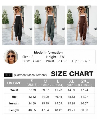 Cotton Linen Black Overalls for Women Loose Fit Adjustable Bib Overall Jumpsuit Rompers Light Blue $14.25 Overalls