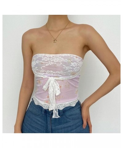 Women Y2k Tube Top Sexy Cami Tops Going Out Summer Outfits C2 Pink $10.19 Tanks