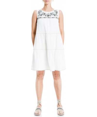 Women's Sleeveless Embroidered Short Dress White/Blue Posie Spray Embroider $19.17 Dresses