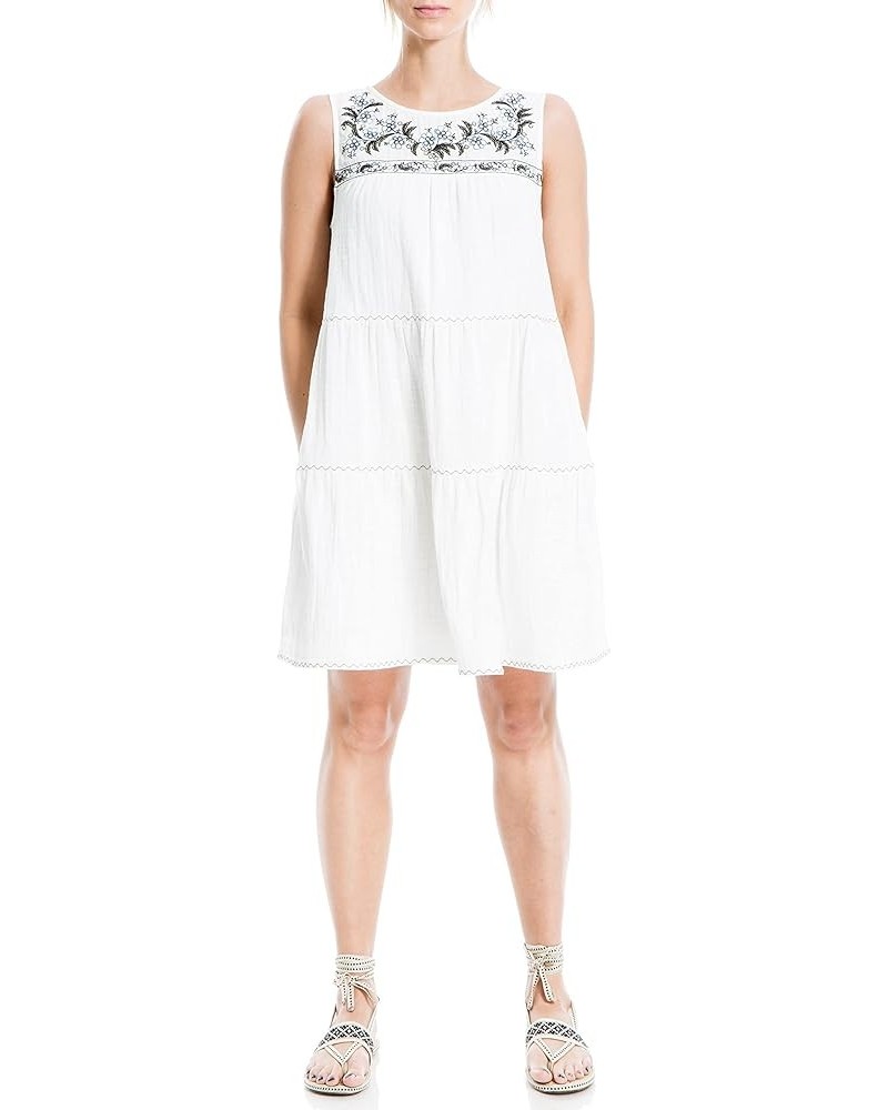 Women's Sleeveless Embroidered Short Dress White/Blue Posie Spray Embroider $19.17 Dresses