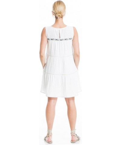 Women's Sleeveless Embroidered Short Dress White/Blue Posie Spray Embroider $19.17 Dresses