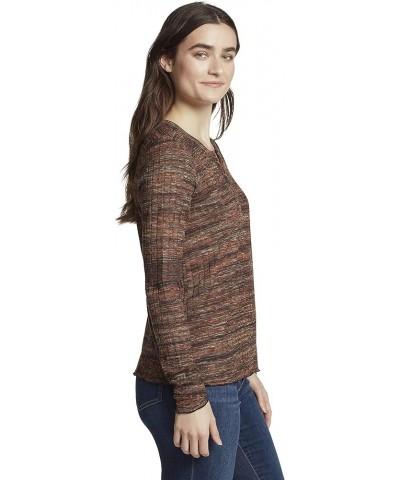 Women's Cool Lace Up Henley Top Arabian Spice Penta Brushes $14.12 T-Shirts