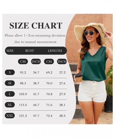 Satin Tank Tops for Women Casual V Neck Silk Basic Cami Camisoles Royal Blue $8.66 Tanks