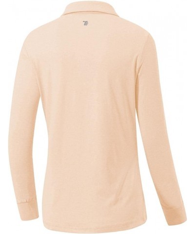 Women's Long Sleeve Polo Golf Shirts Casual Sports T-Shirts Peach Pink $15.94 Shirts