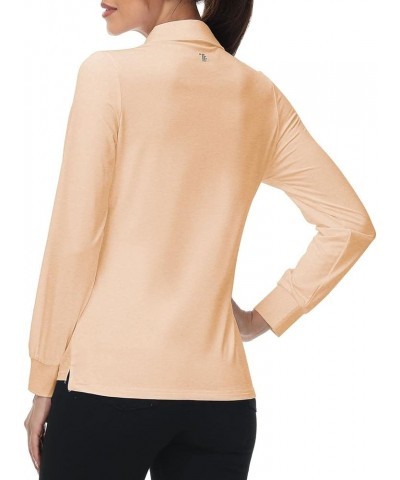 Women's Long Sleeve Polo Golf Shirts Casual Sports T-Shirts Peach Pink $15.94 Shirts