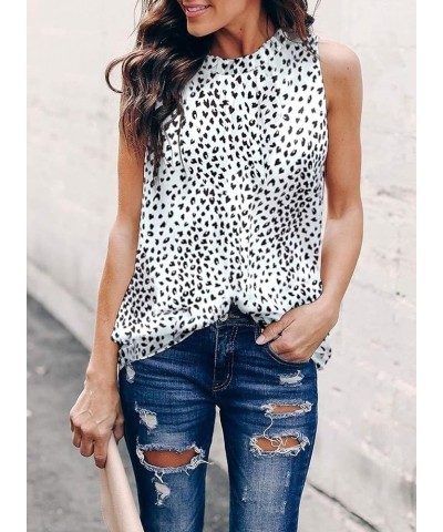 Women Summer Halter Chiffon Tank Tops Casual Sleeveless Shirts Blouses Leopard White $13.44 Tanks