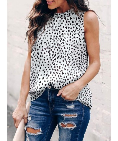 Women Summer Halter Chiffon Tank Tops Casual Sleeveless Shirts Blouses Leopard White $13.44 Tanks