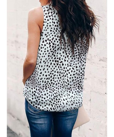 Women Summer Halter Chiffon Tank Tops Casual Sleeveless Shirts Blouses Leopard White $13.44 Tanks