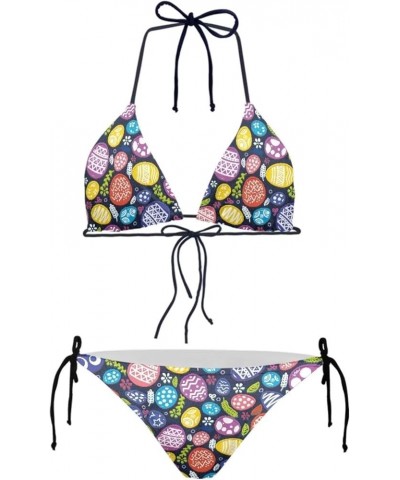 Two Piece Bikini for Women Swimwear Low Waisted Sexy Bathing Suit Push Up Triangle Swimsuit XS-2XL Colorful Egg Print $12.18 ...