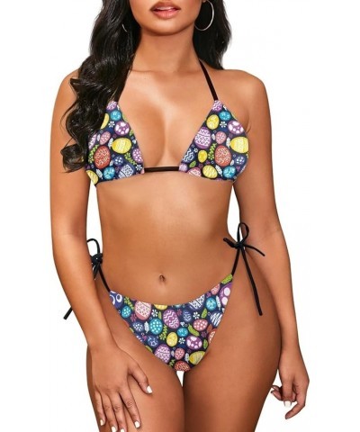 Two Piece Bikini for Women Swimwear Low Waisted Sexy Bathing Suit Push Up Triangle Swimsuit XS-2XL Colorful Egg Print $12.18 ...