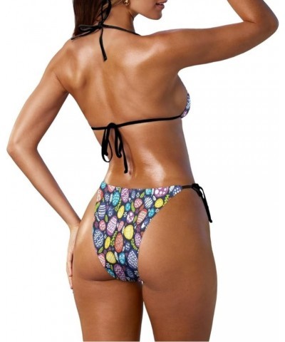 Two Piece Bikini for Women Swimwear Low Waisted Sexy Bathing Suit Push Up Triangle Swimsuit XS-2XL Colorful Egg Print $12.18 ...