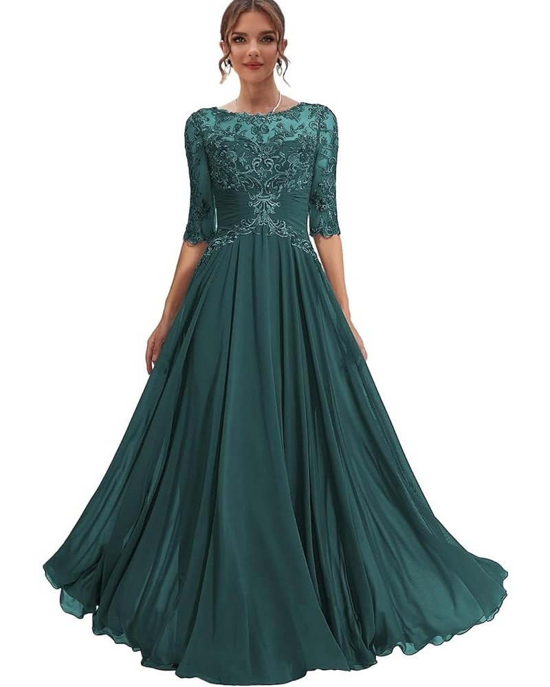 Lace Mother of The Bride Dresses for Women Chiffon Long Wedding Guest Dress Corset Evening Gown Teal $40.04 Dresses