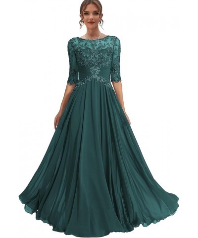 Lace Mother of The Bride Dresses for Women Chiffon Long Wedding Guest Dress Corset Evening Gown Teal $40.04 Dresses