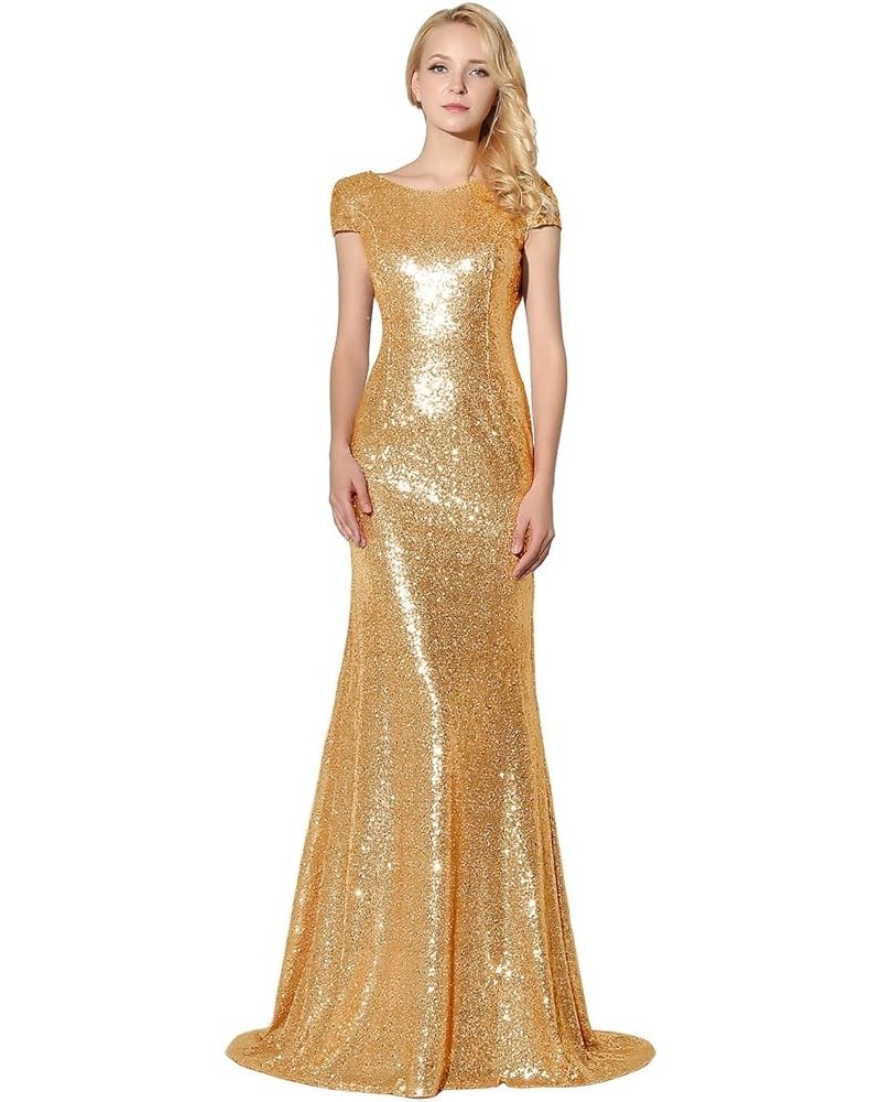 Women's Formal Prom Dreeses Sequin Bridesmaid Dress Ball Gowns 347-gold $38.95 Dresses