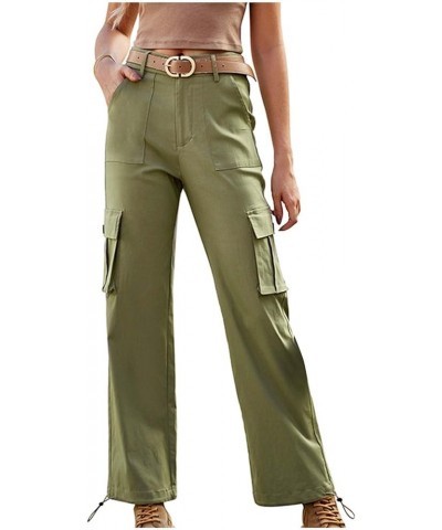 Cargo Pants for Women Wide Leg Casual Joggers Pants Baggy High Waisted Lounge Trousers Fashion Streetwear with Pockets Army G...