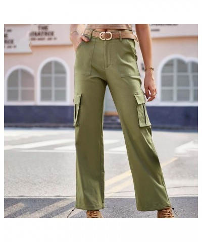 Cargo Pants for Women Wide Leg Casual Joggers Pants Baggy High Waisted Lounge Trousers Fashion Streetwear with Pockets Army G...