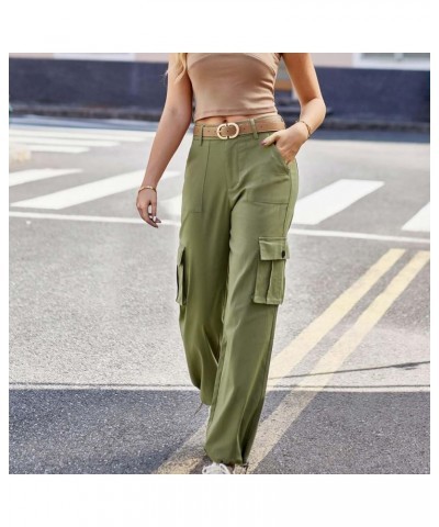 Cargo Pants for Women Wide Leg Casual Joggers Pants Baggy High Waisted Lounge Trousers Fashion Streetwear with Pockets Army G...