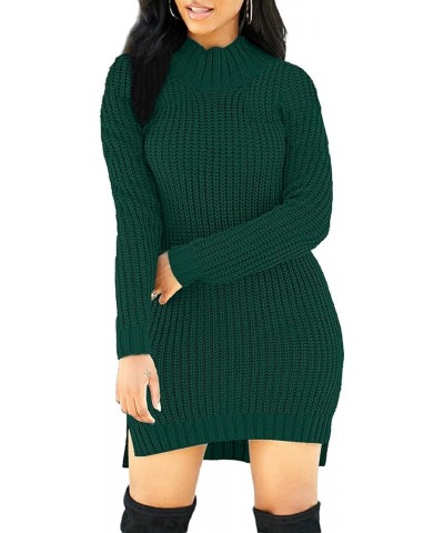 Sexy Sweater Dress for Women Casual Long Sleeve Ribbed Knit Stretchy Pullover Dresses Split Sweater Dress/Dark Green $20.25 S...