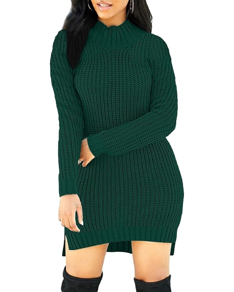 Sexy Sweater Dress for Women Casual Long Sleeve Ribbed Knit Stretchy Pullover Dresses Split Sweater Dress/Dark Green $20.25 S...