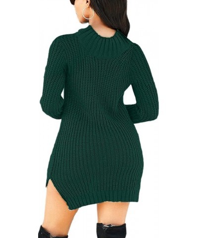 Sexy Sweater Dress for Women Casual Long Sleeve Ribbed Knit Stretchy Pullover Dresses Split Sweater Dress/Dark Green $20.25 S...