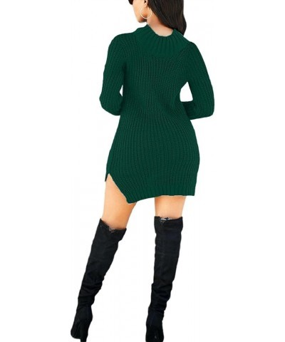 Sexy Sweater Dress for Women Casual Long Sleeve Ribbed Knit Stretchy Pullover Dresses Split Sweater Dress/Dark Green $20.25 S...