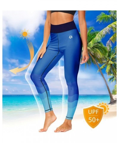 Print Swim Pants for Women Sun Protection High Waisted Swimming Leggings Rash Guard Pants Gradient Blue $11.76 Swimsuits