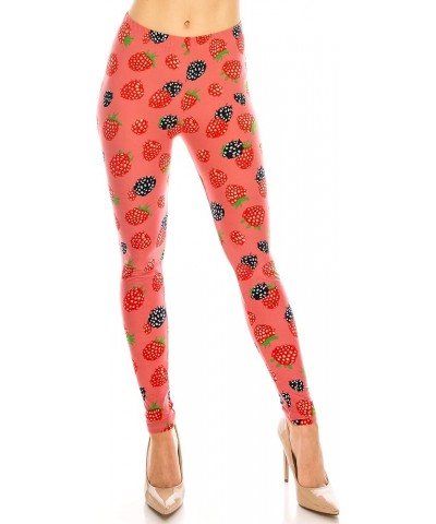 Women's Basic Comfort Stretch Soft Solid and Stylish Print Leggings BAT 1 Berry Mix $9.50 Leggings