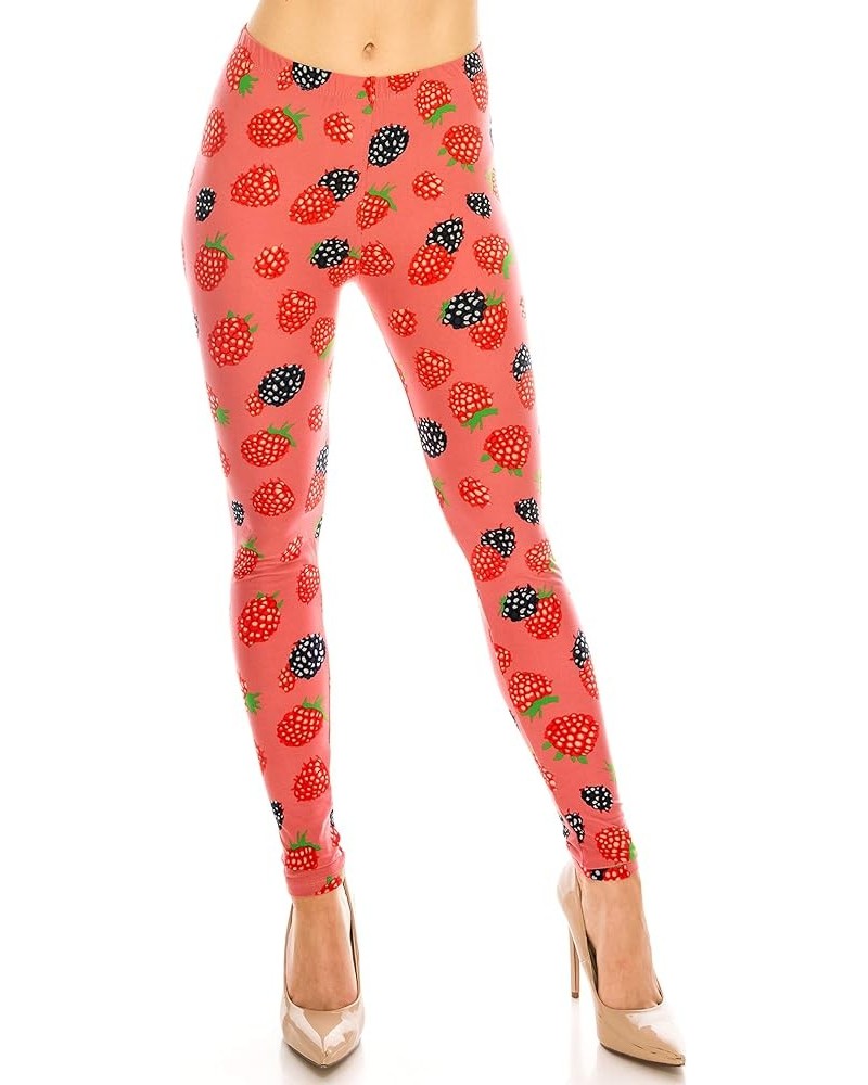 Women's Basic Comfort Stretch Soft Solid and Stylish Print Leggings BAT 1 Berry Mix $9.50 Leggings