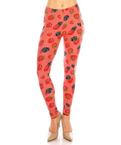 Women's Basic Comfort Stretch Soft Solid and Stylish Print Leggings BAT 1 Berry Mix $9.50 Leggings